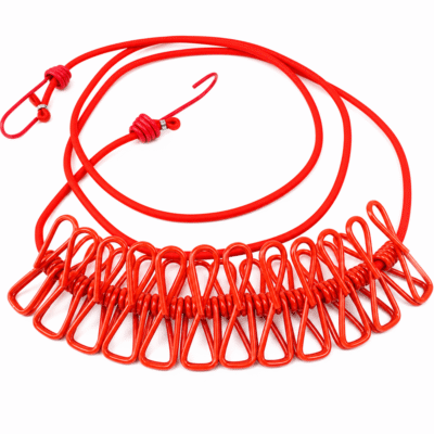 ১২ ক্লিপ স্ট্রেচেবল কাপড় শুকানোর দড়ি / 12 Clip Portable Laundry Rope