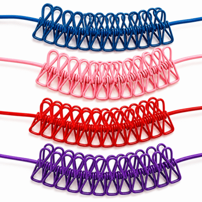 ১২ ক্লিপ স্ট্রেচেবল কাপড় শুকানোর দড়ি / 12 Clip Portable Laundry Rope