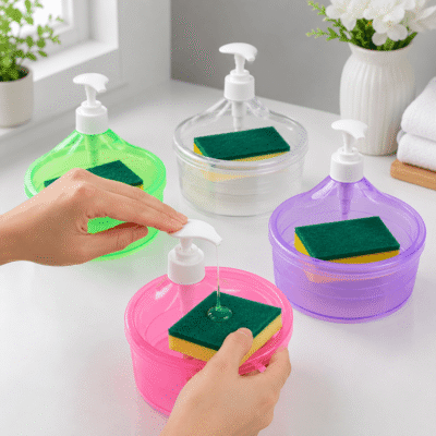 2-in-1 Dishwashing Soap Dispenser / ২-ইন-১ লিকুইড সোপ ডিসপেনসার বক্স