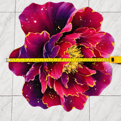 লাক্সারি ৩ডি বেগুনি পিওনি ফুল ফ্লোর ম্যাট | 3D Purple Peony Flower Rug, Non-Slip Soft Mat for Bedroom, Living Room & Bathroom