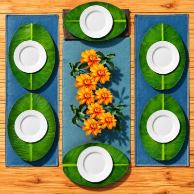 ৬ পিস কলা পাতা ডাইনিং টেবিল ম্যাট / 6 Pcs Banana Leaf Table Mat Set