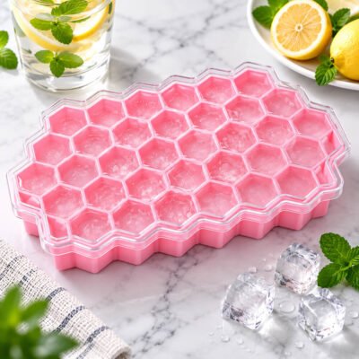 Honeycomb Ice Tray with Lid,সিলিকন হানি-কম্ব আইস ট্রে