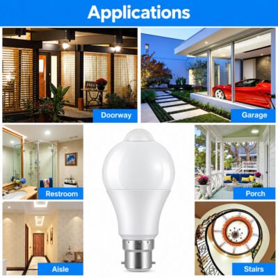 LED মোশন সেন্সর লাইট বাল্ব 15W স্মার্ট PIR LED বাল্ব অটো অন/অফ নাইট লাইট