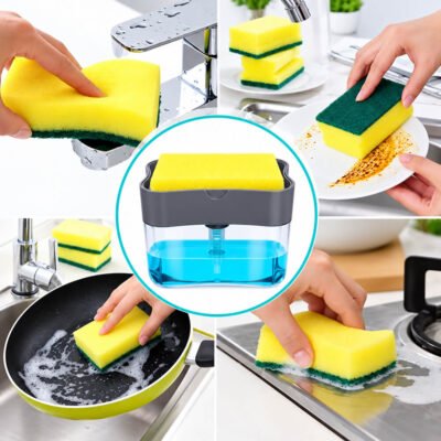 Liquid Soap Dispenser / Soap Pump & Sponge Caddy