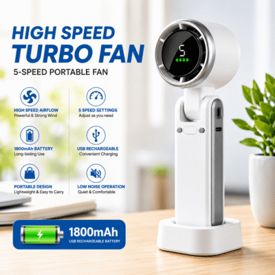 পোর্টেবল হ্যান্ডহেল্ড টার্বো ফ্যান Mini Turbo Portable Fan | Portable Turbo Fan Mini 1800 mAh Turbo Fan