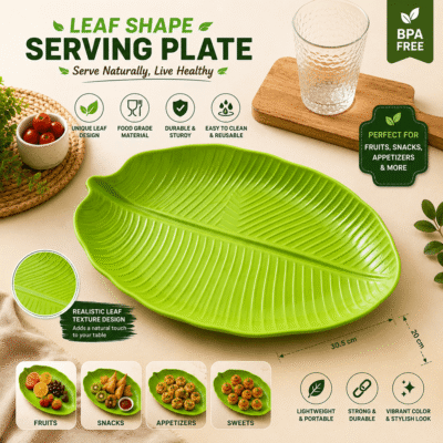 প্লাস্টিক কলা পাতা সার্ভিং প্লেট বড় সাইজ / Premium Plastic Banana Leaf Serving Plate Big Size