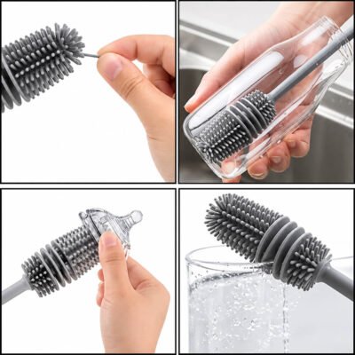 Silicone Bottle Cleaning Brush Bottle Cleaner for Washing Baby Bottles Handle Brush