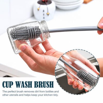 Silicone Bottle Cleaning Brush Bottle Cleaner for Washing Baby Bottles Handle Brush