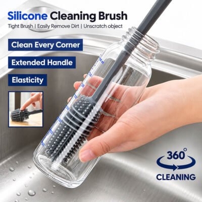 Silicone Bottle Cleaning Brush Bottle Cleaner for Washing Baby Bottles Handle Brush