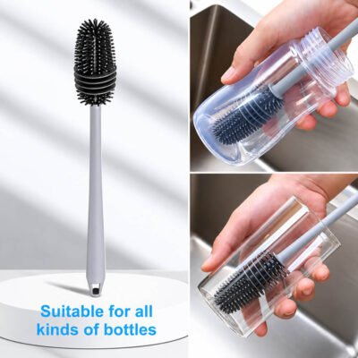 Silicone Bottle Cleaning Brush Bottle Cleaner for Washing Baby Bottles Handle Brush