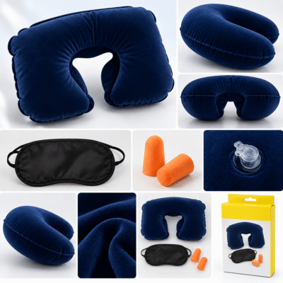 Travel Selection 3 in 1 with Comfort Neck Pillow Sleeping Eye Mask & Travel Earplug Set